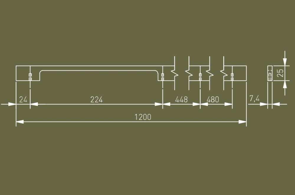Cabinet Pull Handle EXTEND Aluminium L=1200 mm - solmer.co.uk